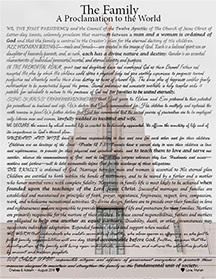 The Family Proclamation to the World with Rexburg Temple as background image